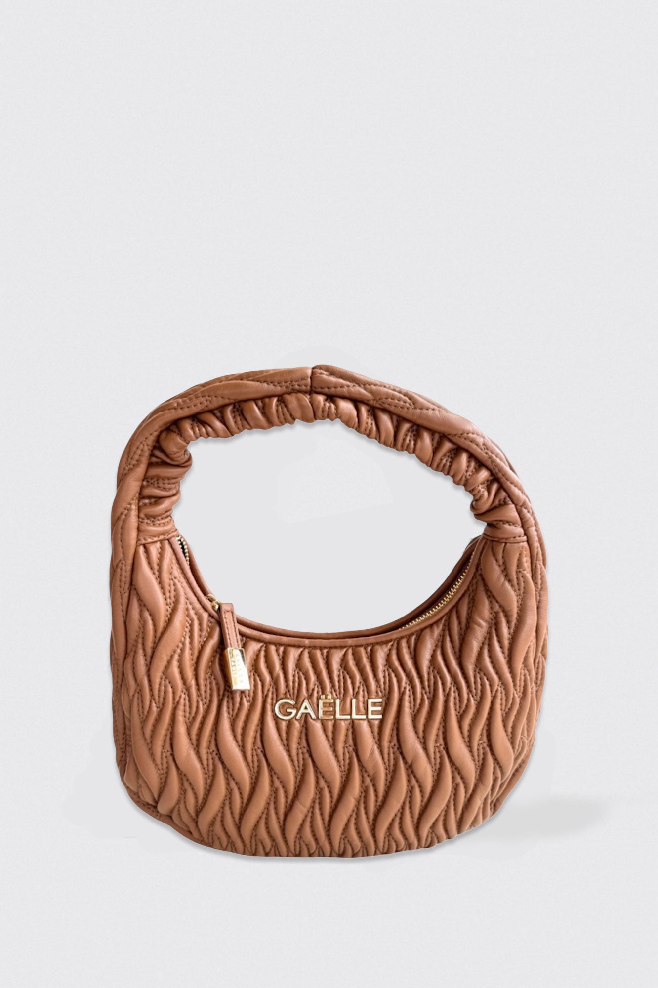 Maxi hobo plisse' con logo in metallo • Marrone - Gaëlle Paris