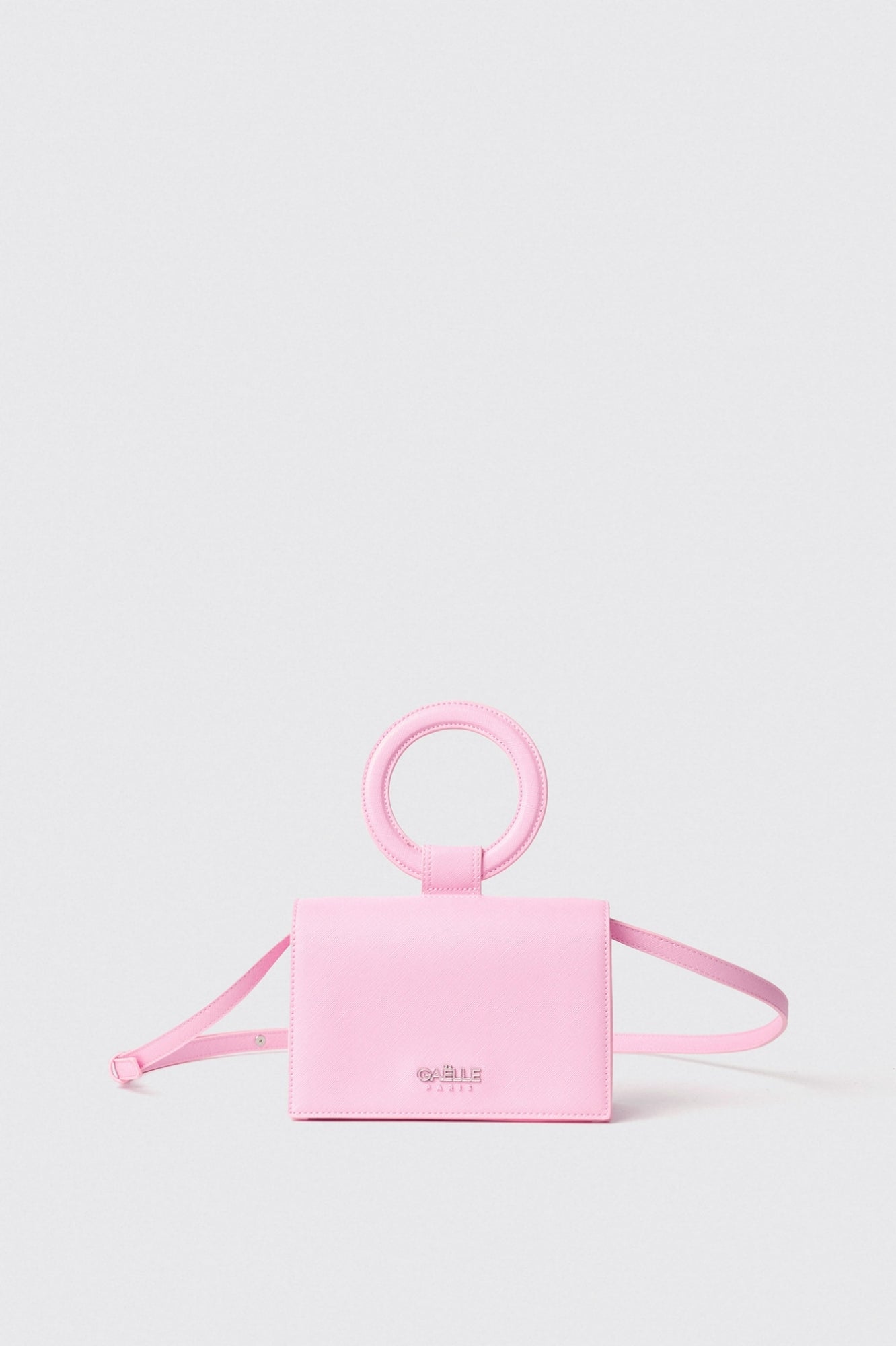 Mini shoulder strap con logo in metallo • Rosa - Gaëlle Paris