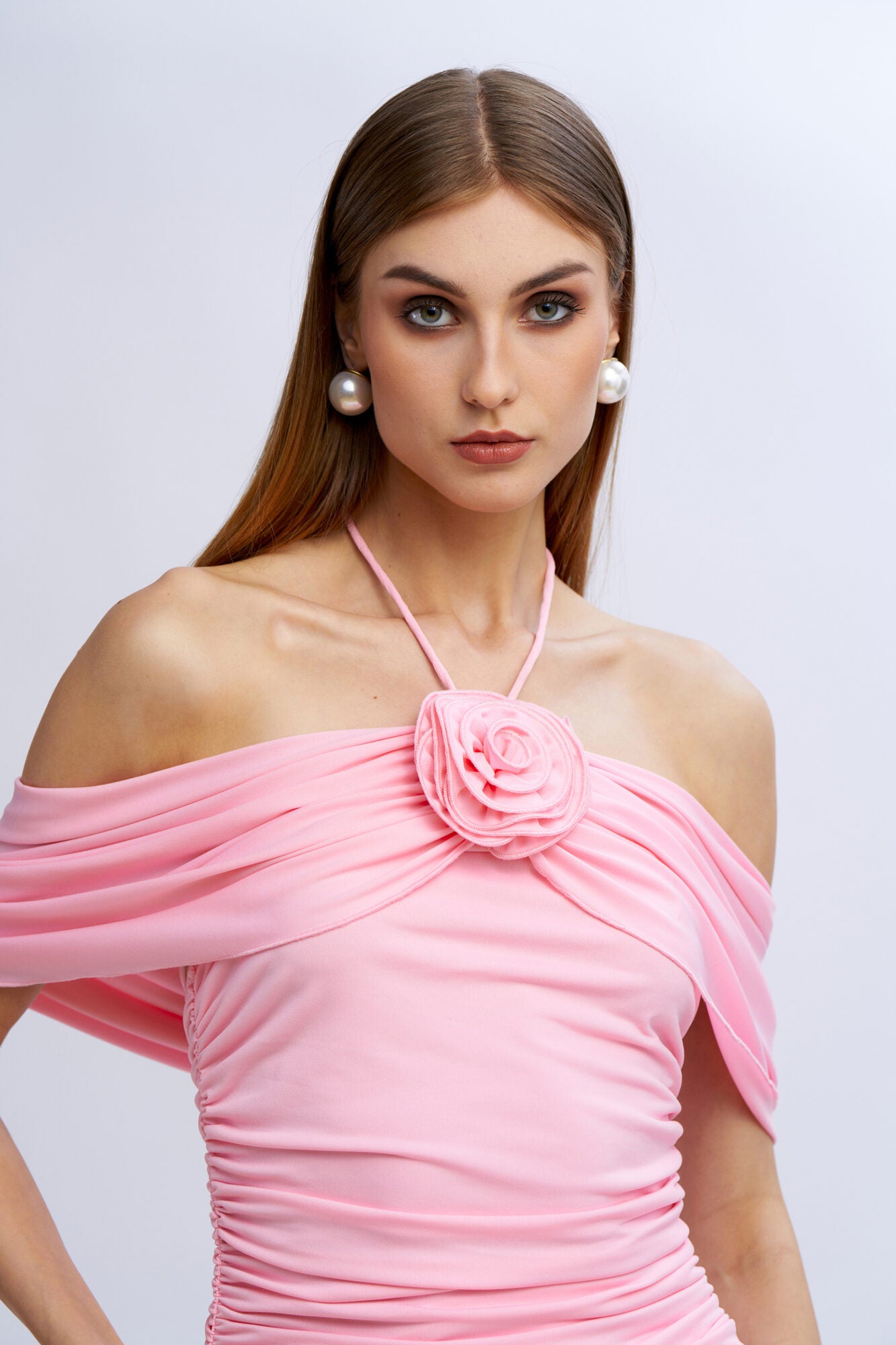 No Secrets - Abito Jasmine corto rosa e scialle