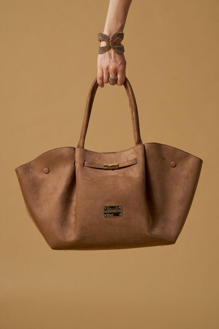 Borsa donna grande in poliuretano effetto pelle – shopper elegante marrone