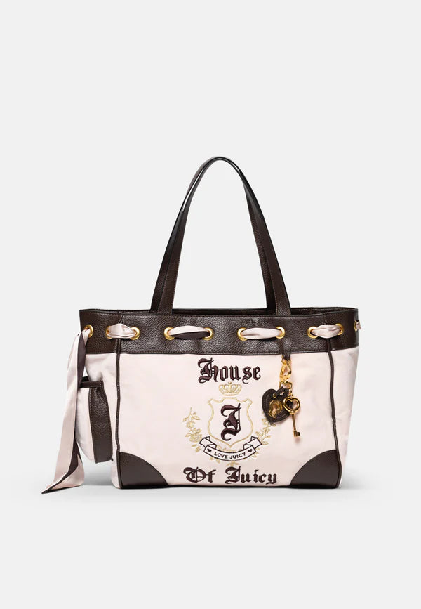 JUICY COUTURE - Borsa a mano heritage rosa cipria in velour