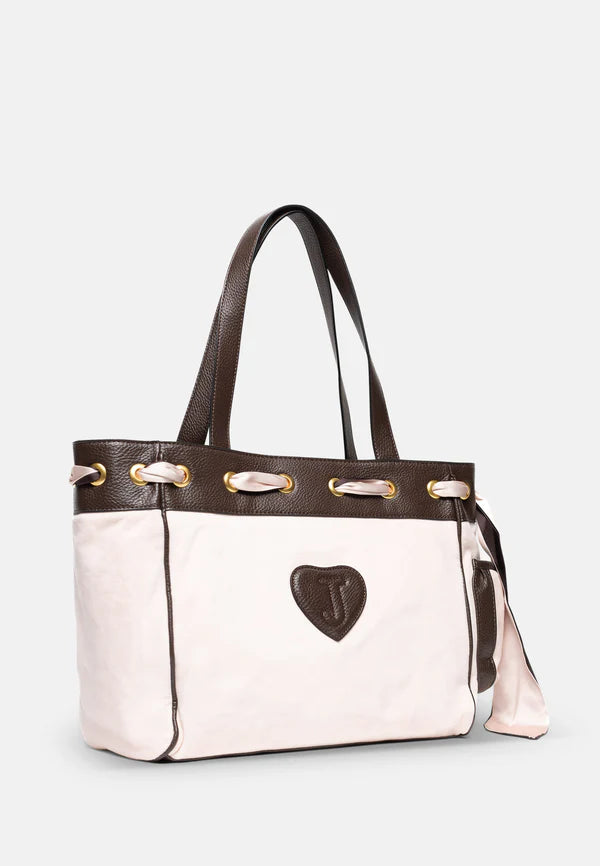 JUICY COUTURE - Borsa a mano heritage rosa cipria in velour