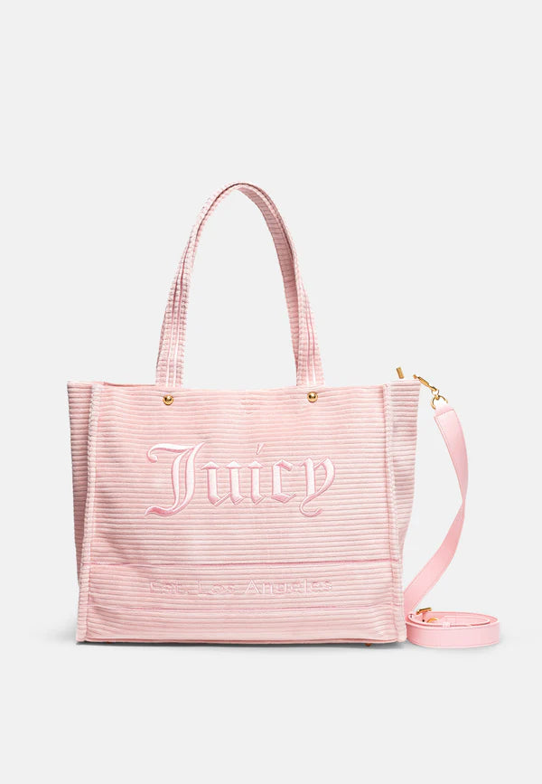 JUICY COUTURE - Borsa shopper grande iris rosa juicy in velour a coste €150,00