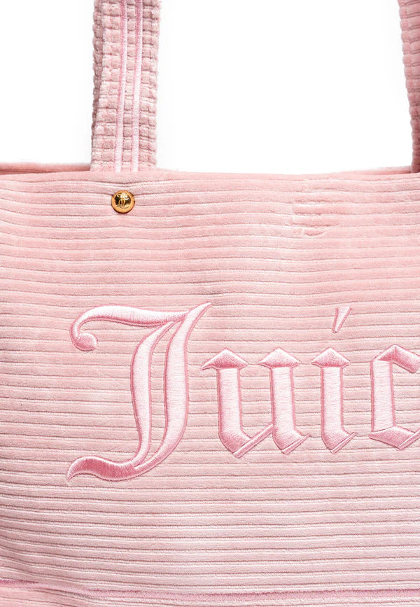 JUICY COUTURE - Borsa shopper grande iris rosa juicy in velour a coste €150,00