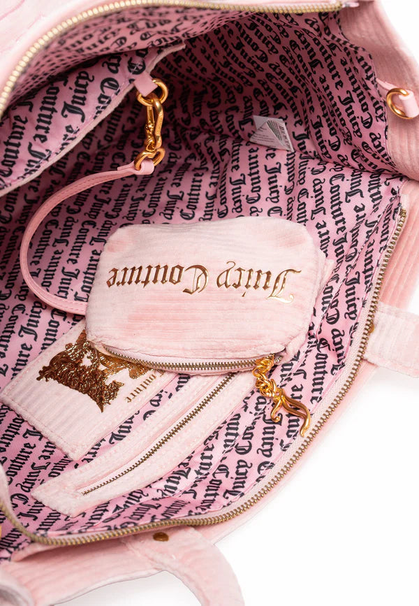 JUICY COUTURE - Borsa shopper grande iris rosa juicy in velour a coste €150,00