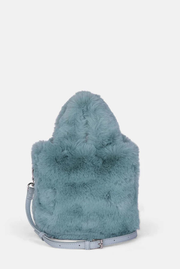 JUICY COUTURE - Mini borsa a mano con tracolla iris grigia in eco-pelliccia
