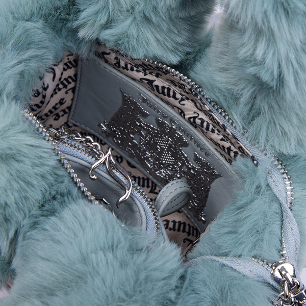 JUICY COUTURE - Mini borsa a mano con tracolla iris grigia in eco-pelliccia