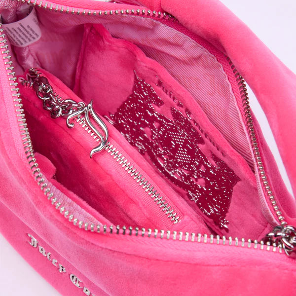 JUICY COUTURE - Borsa a mano con tracolla blossom rosa in velour