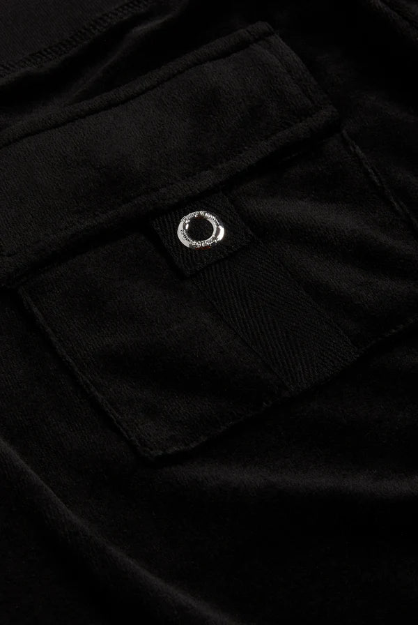 BLACK ULTRA LOW RISE BAMBOO VELOUR HERITAGE POCKETED BOTTOMS