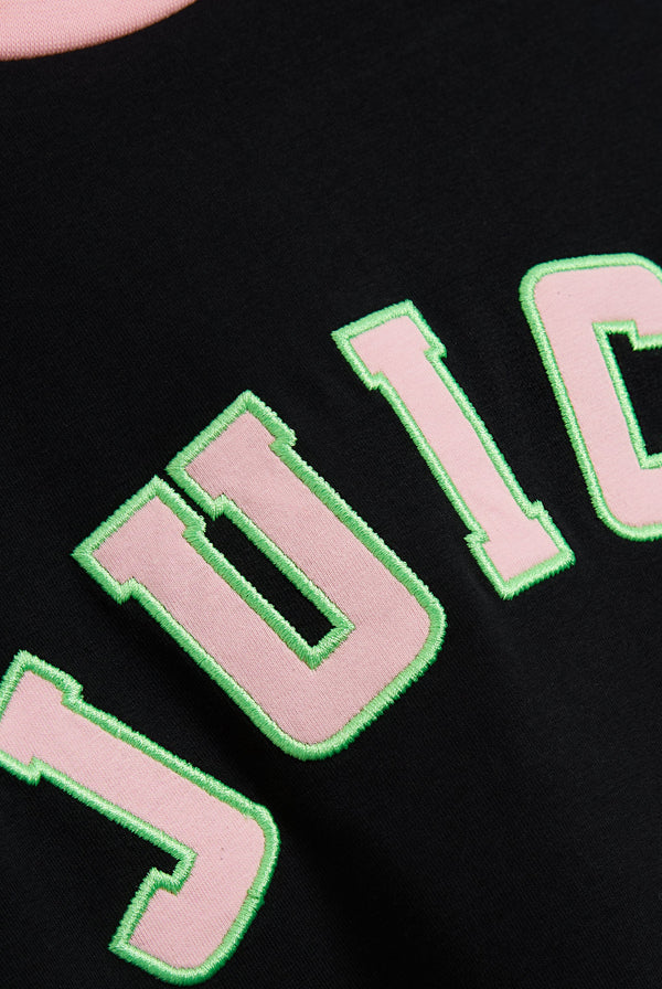 JUICY PINK - BLACK COLLEGIATE JUICY RINGER TEE
