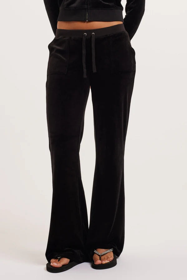 BLACK ULTRA LOW RISE BAMBOO VELOUR HERITAGE POCKETED BOTTOMS