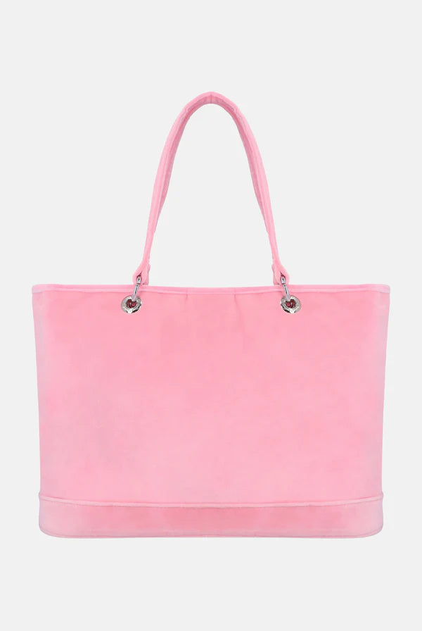 JUICY PINK VELOUR DIAMANTE LARGE SHOPPER BAG