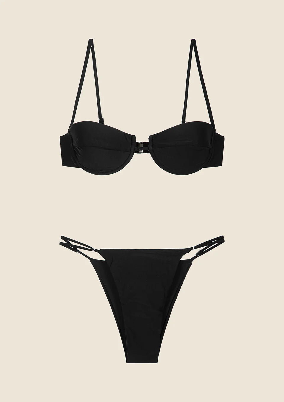 BIKINI DONNA ME FUI REGGISENO CON FERRETTO E SLIP REGOLABILE NERO 0101_BK