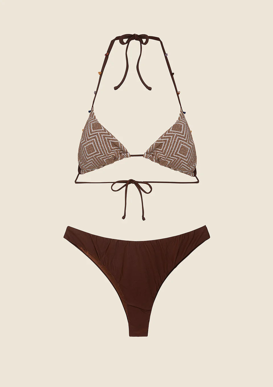 BIKINI DONNA ME FUI TRIANGOLO CON SLIP FISSO MARRONE 0310-BN