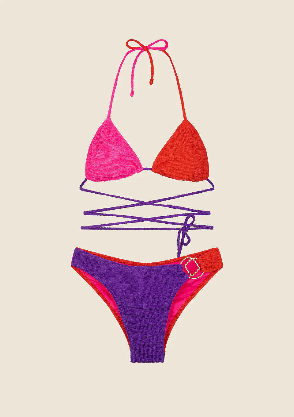 BIKINI DONNA ME FUI TRIANGOLO CON SLIP FISSO COLOR BLOCK 0500-RD