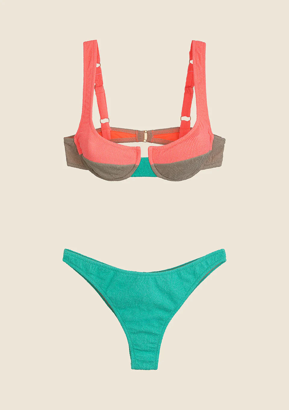 BIKINI DONNA ME FUI REGGISENO CON FERRETTO E SLIP AMERICANO FISSO COLOR BLOCK 0502-CR