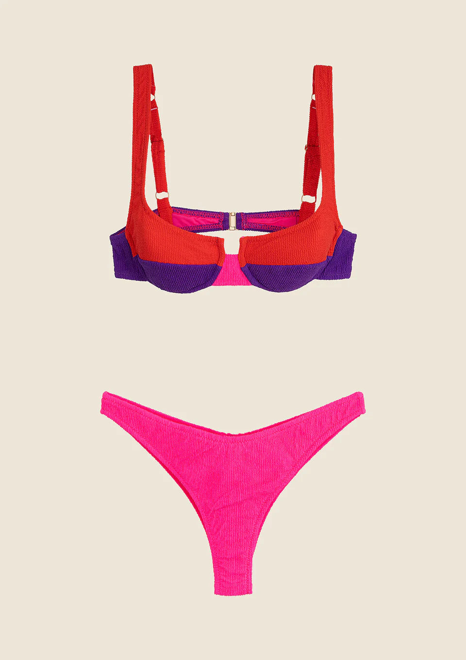 BIKINI DONNA ME FUI REGGISENO CON FERRETTO E SLIP AMERICANO FISSO COLOR BLOCK 0502-RD