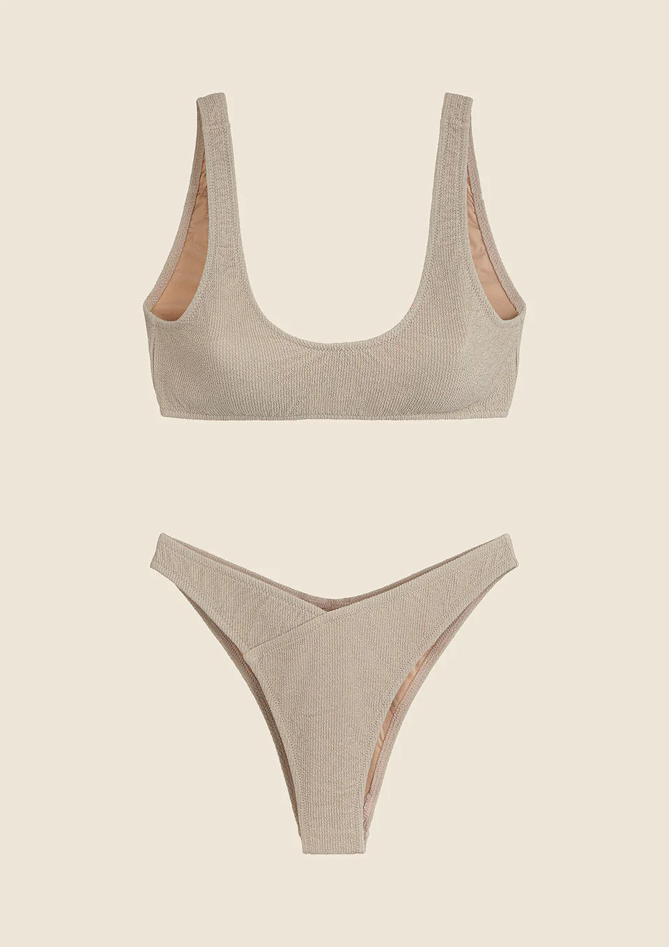BIKINI DONNA ME FUI TOP CON SLIP AMERICANO FISSO BEIGE 0503-BG