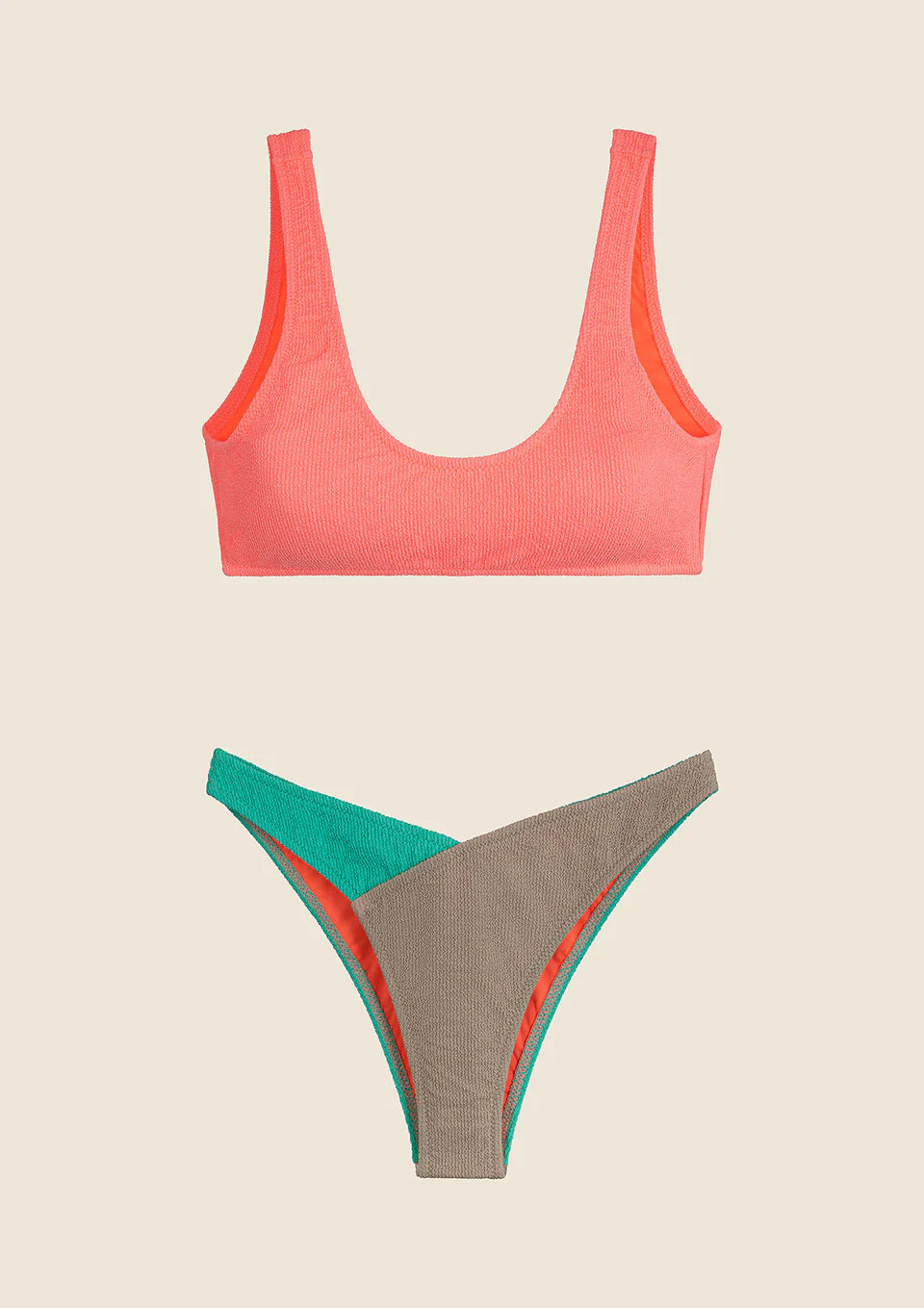 BIKINI DONNA ME FUI TOP CON SLIP AMERICANO FISSO COLOR BLOCK 0503-CR