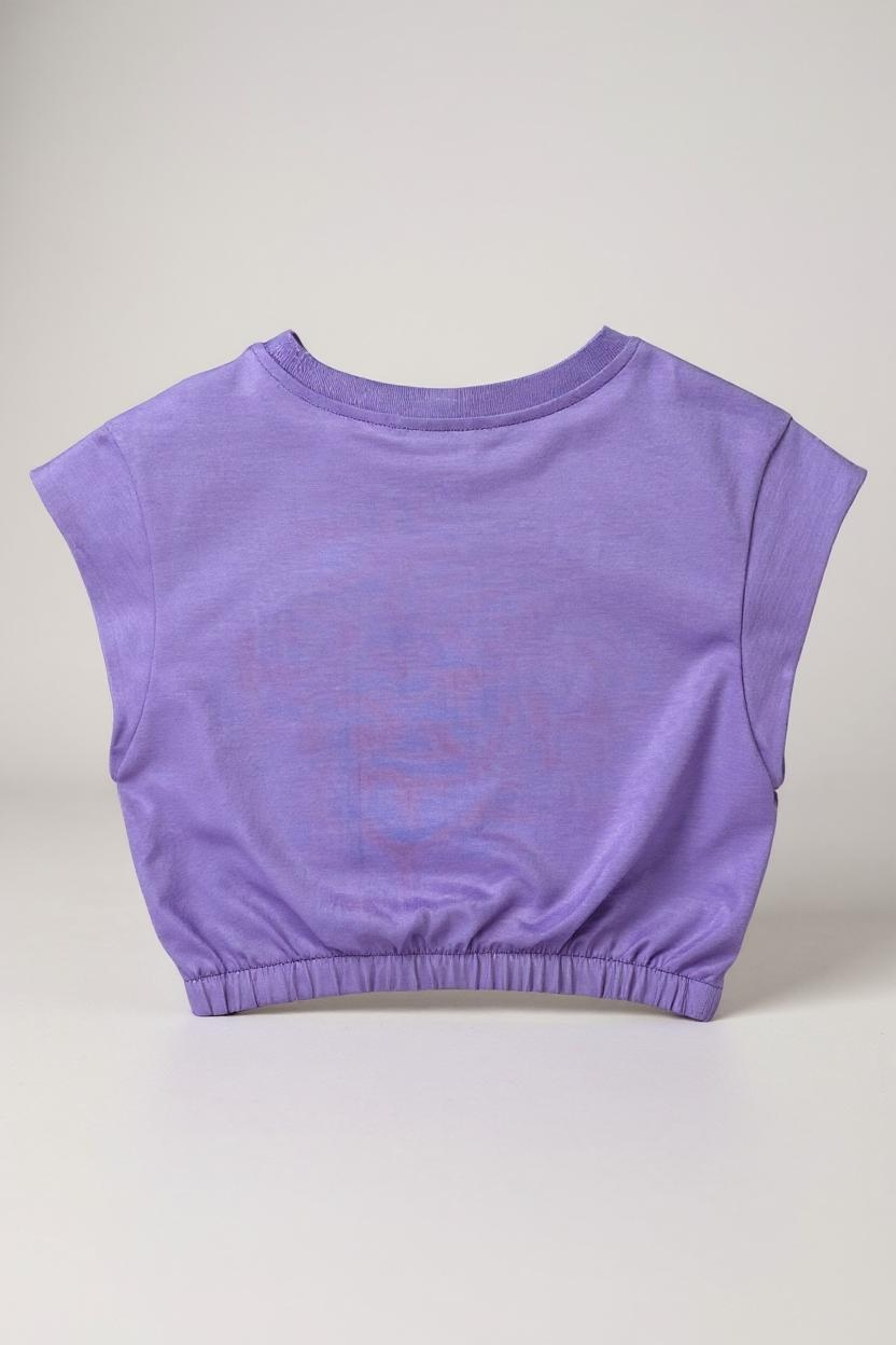 COMME DES FUCKDOWN - CROP TOP CON RICAMO VIOLA