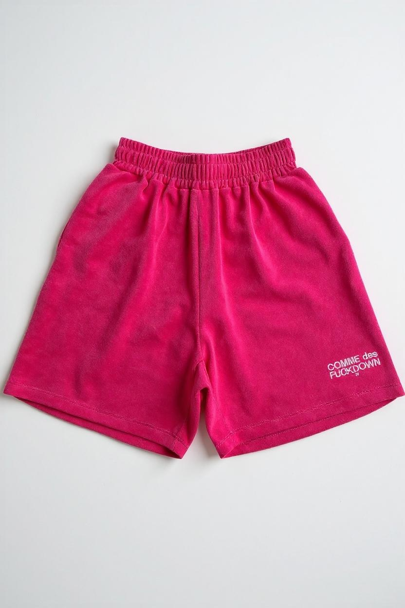 COMME DES FUCKDOWN - SHORTS IN SPUGNA CON RICAMO