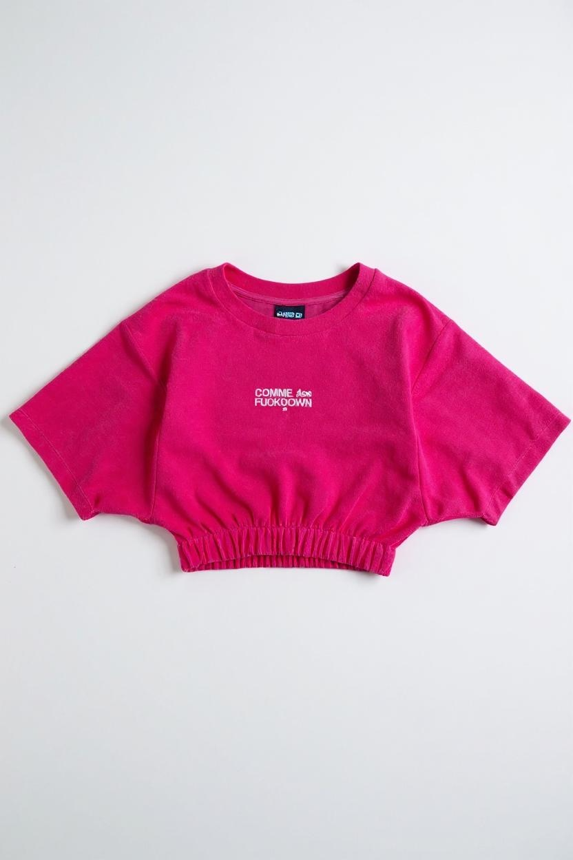 COMME DES FUCKDOWN - TSHIRT IN SPUGNA CON ELASTICO E RICAMO