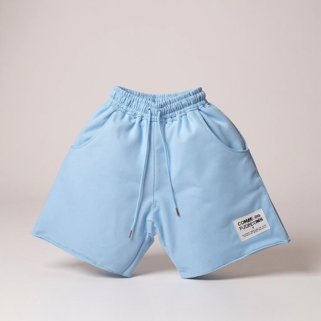 COMME DES FUCKDOWN - SHORTS CON ETICHETTA AZZURRI