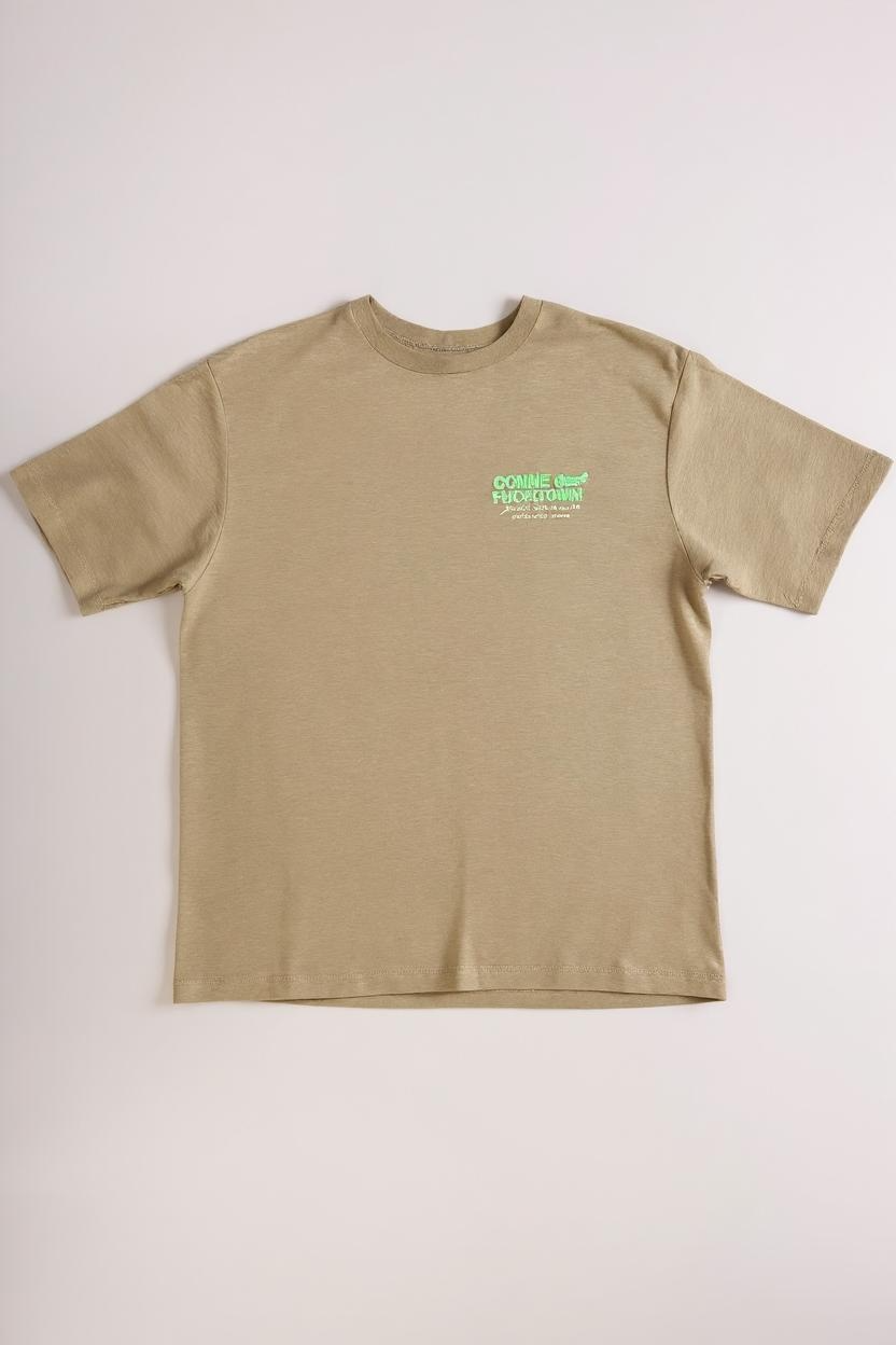 COMME DES FUCKDOWN - TSHIRT IN JERSEY BEIGE CON STAMPA