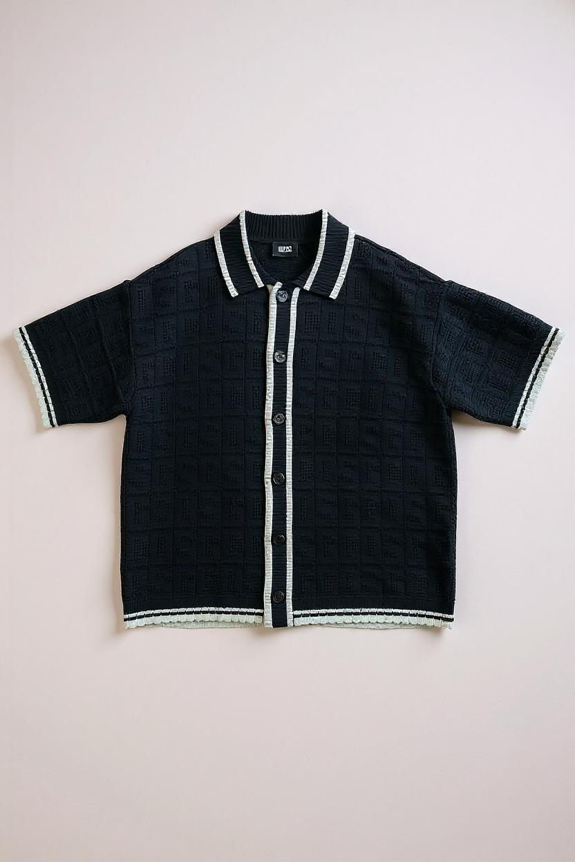 GCDS - MONOGRAM MACRAMÉ - Camicia - nero
