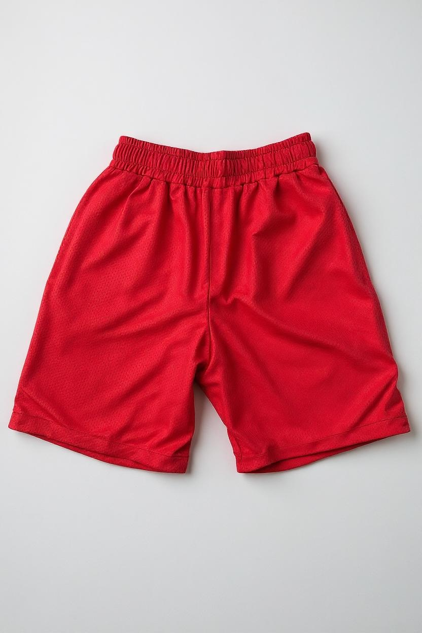 TRIPLOSETTE 777 - PANTALONCINI ROSSO IN RETE CON STAMPA