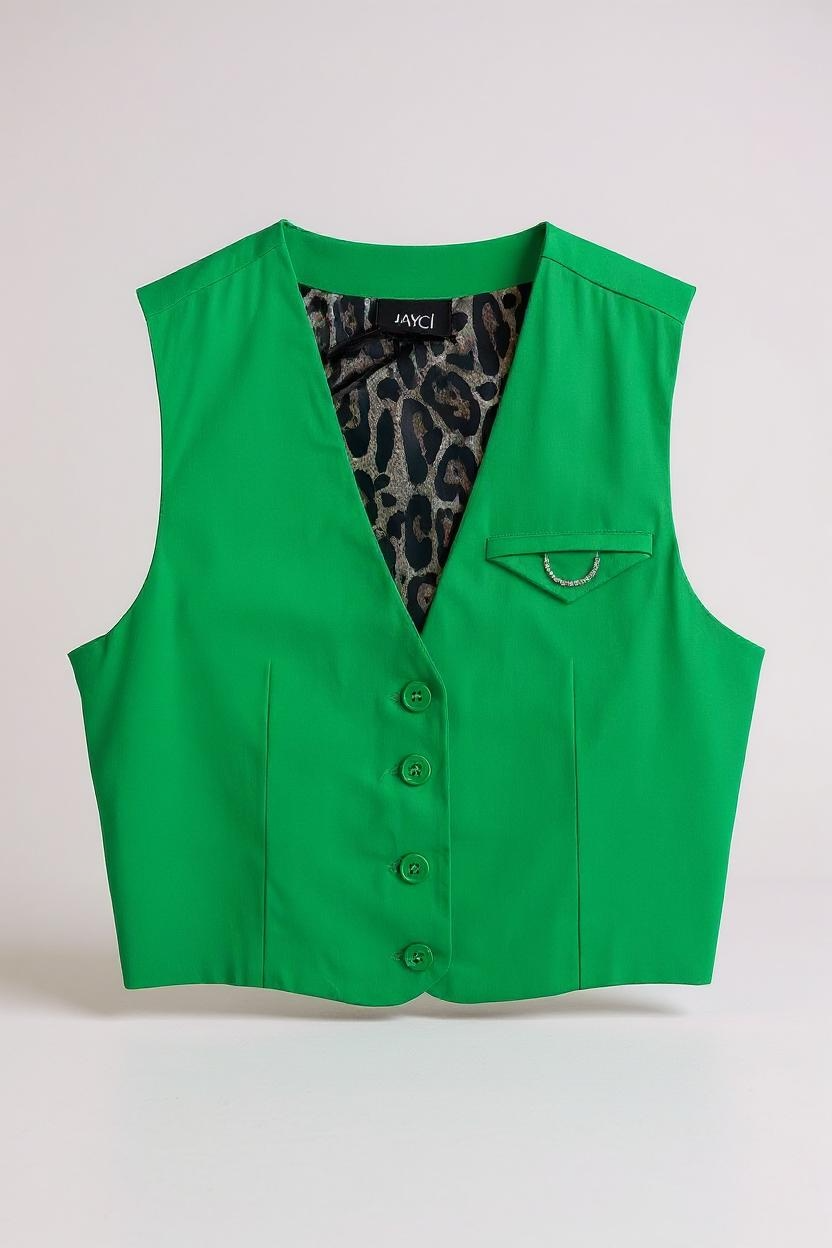 JAICY - SET COORDINATO - GILET E PANTALONE IN RASO VERDE