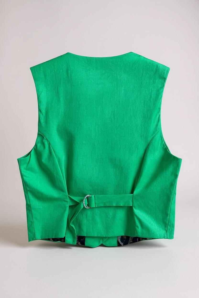 JAICY - SET COORDINATO - GILET E PANTALONE IN RASO VERDE