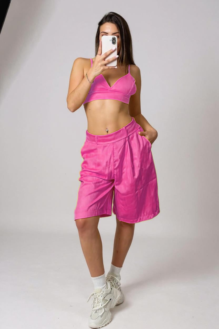JAYCI - SET COORDINATO - TOP E SHORTS IN TESSUTO PLACCATO