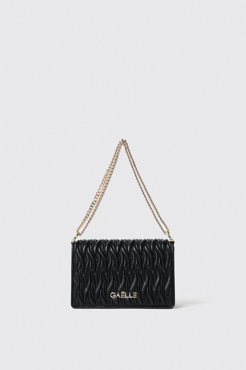 Reg shoulder strap plisse' con logo in metallo • Nero - Gaëlle Paris