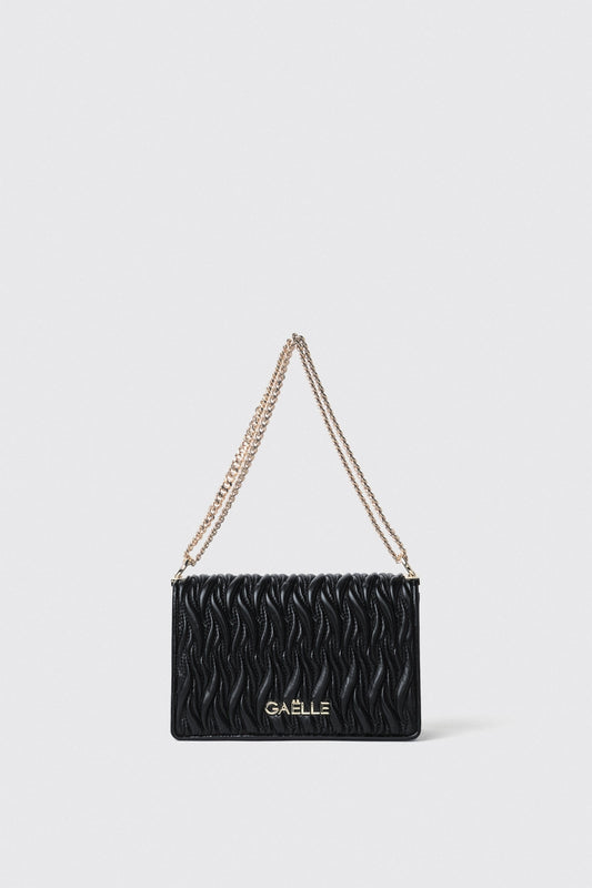 Reg shoulder strap plisse' con logo in metallo • Nero - Gaëlle Paris