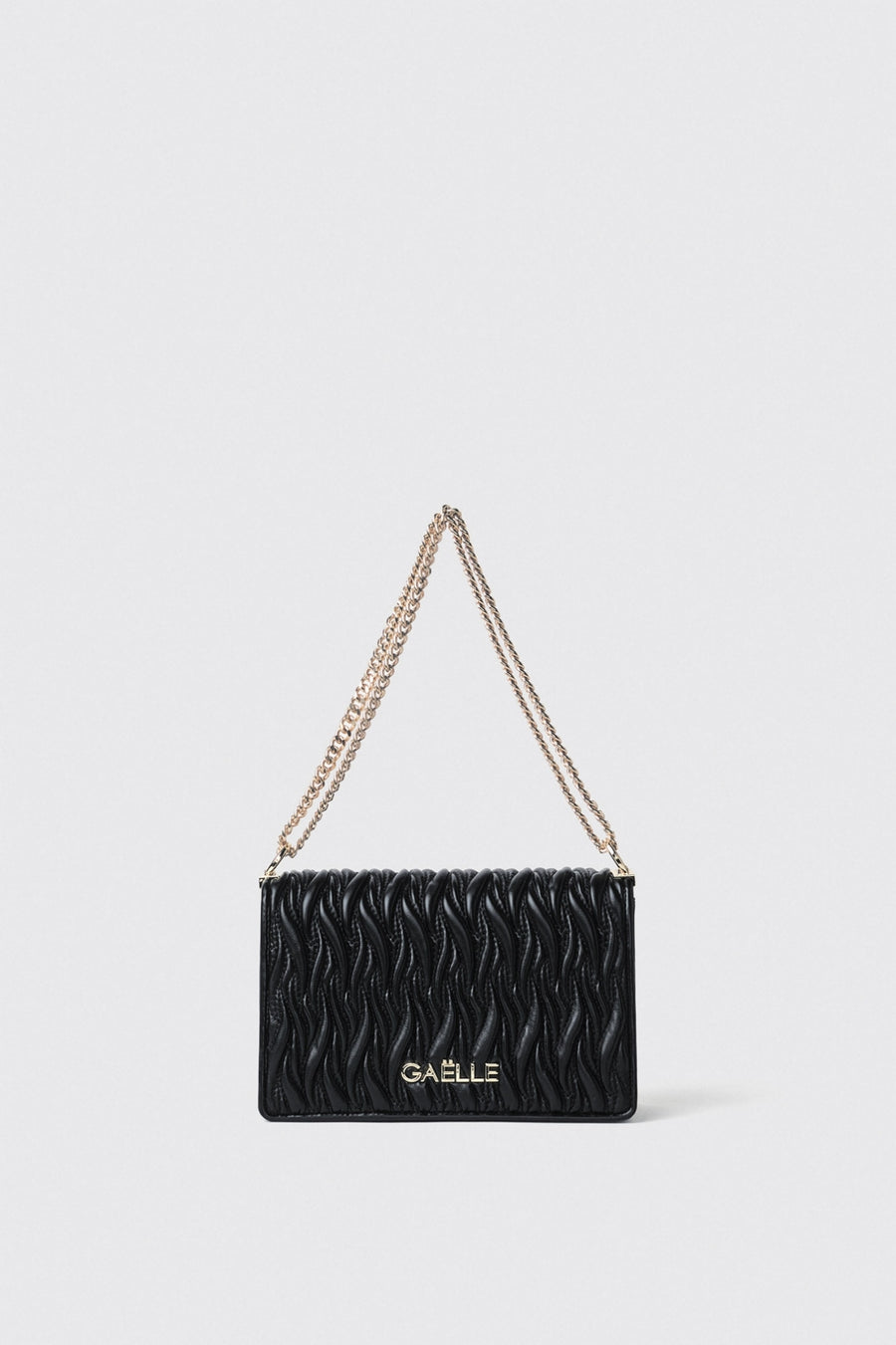 Reg Shoulder Strap Plisse' con Logo in Metallo • Nero - Gaëlle Paris — 1/3