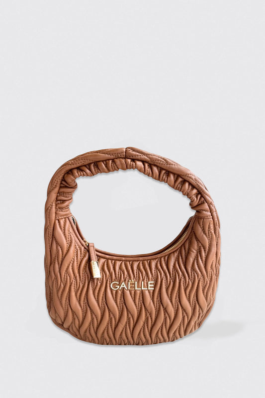 Maxi hobo plisse' con logo in metallo • Marrone - Gaëlle Paris