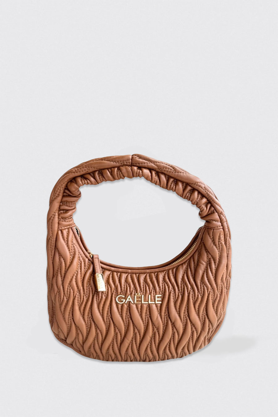 Maxi Hobo Plisse' con Logo in Metallo • Marrone - Gaëlle Paris
