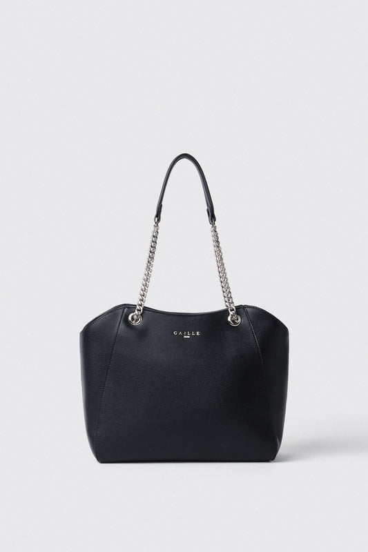 Maxi shoulder strap con logo in metallo • Nero - Gaëlle Paris