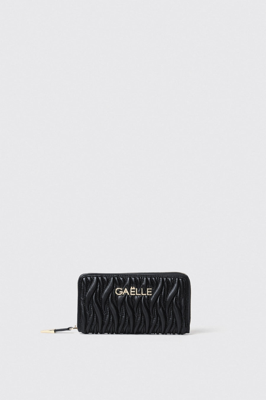 Reg Zip Around Plisse' con Logo in Metallo • Nero - Gaëlle Paris — 1/2