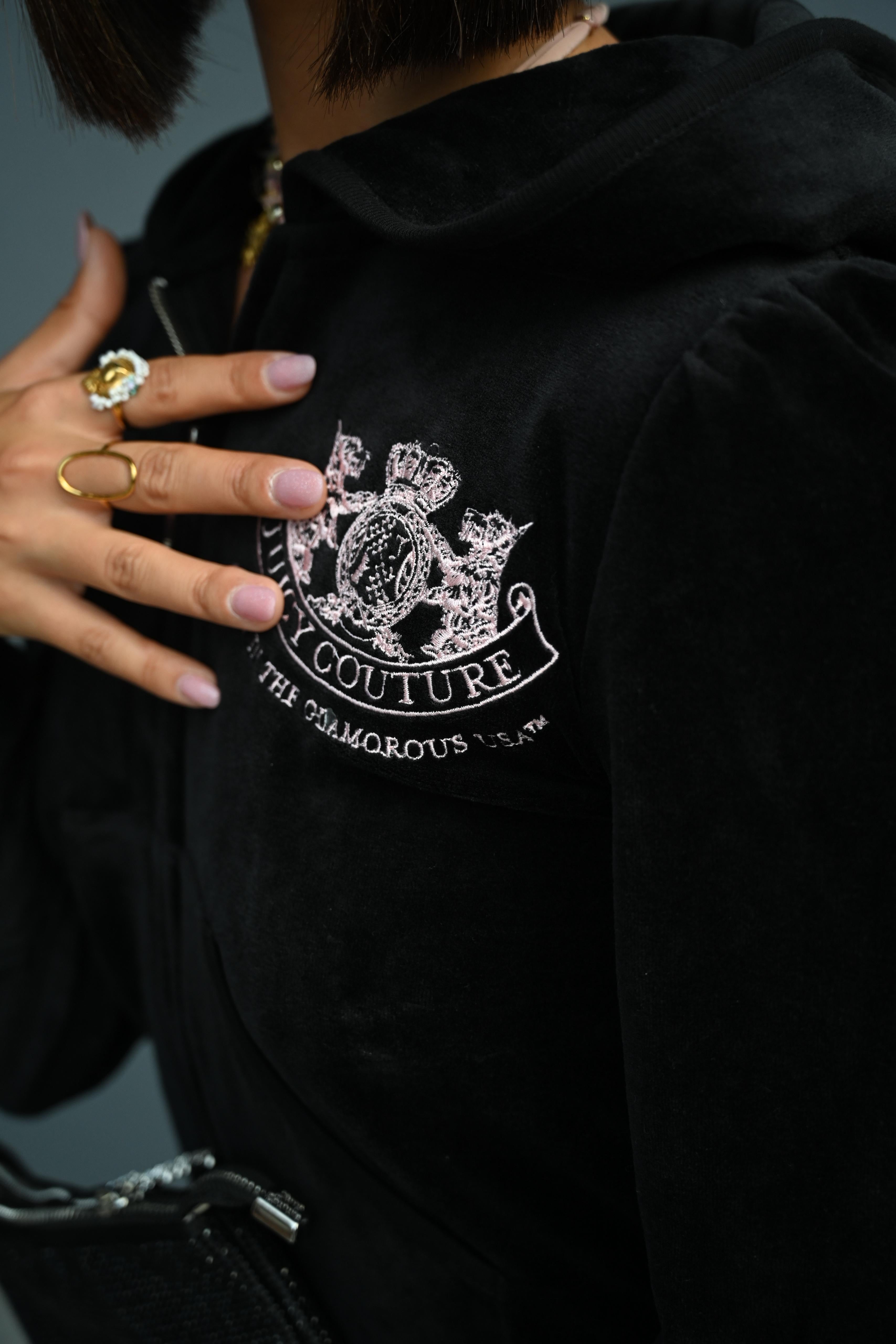 JUICY COUTURE - FELPA CON CAPPUCCIO FULL ZIP Heritage Crest Robyn nera