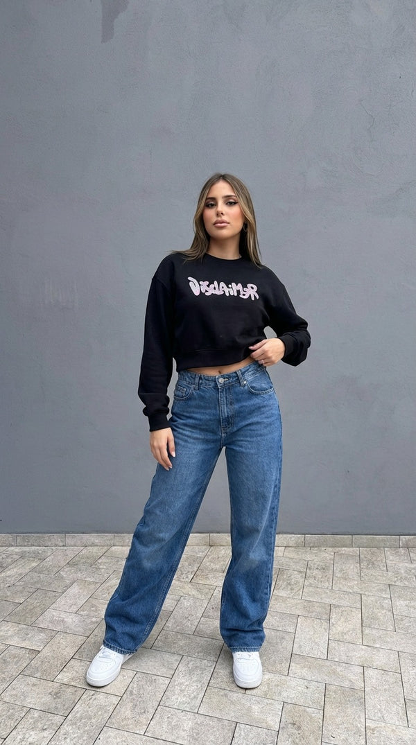 Felpa Disclaimer Donna Nera – Streetwear Casual