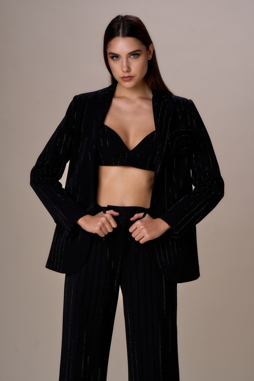 NOSECRETS - BLAZER GESSATO DIAMANTI