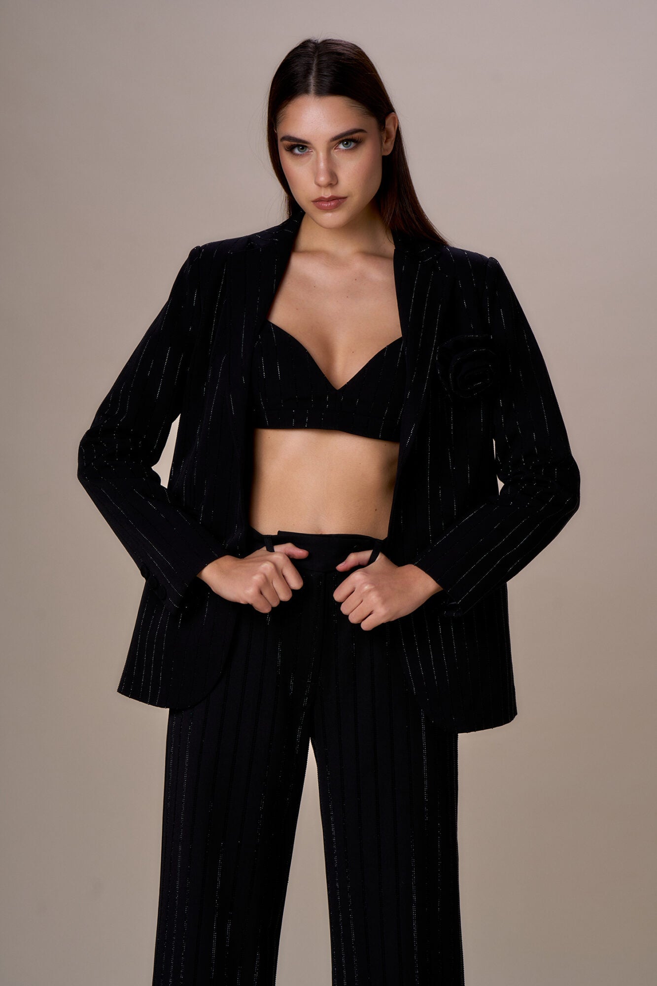 NOSECRETS - BLAZER GESSATO DIAMANTI