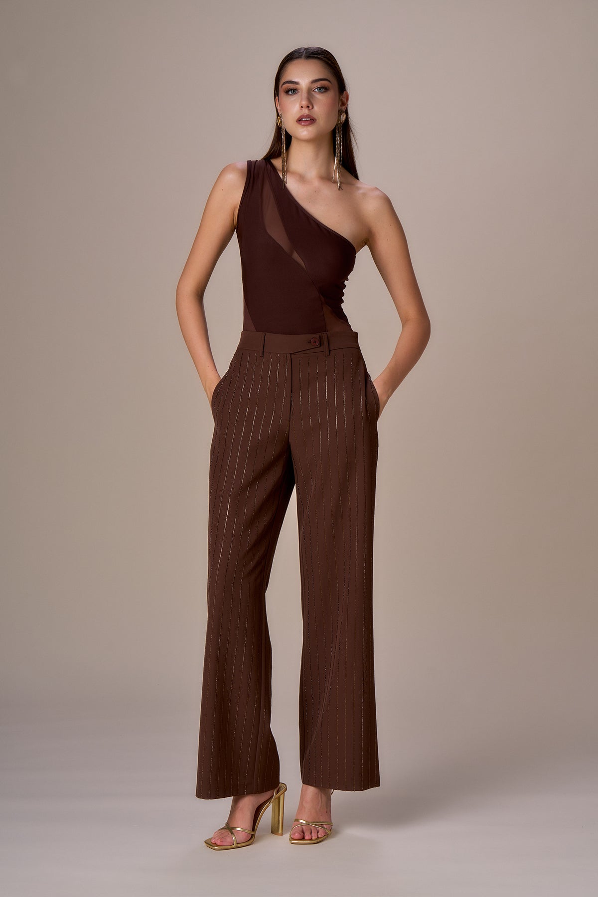 Pantaloni Nosecrets - Pantalone Gessato Diamanti