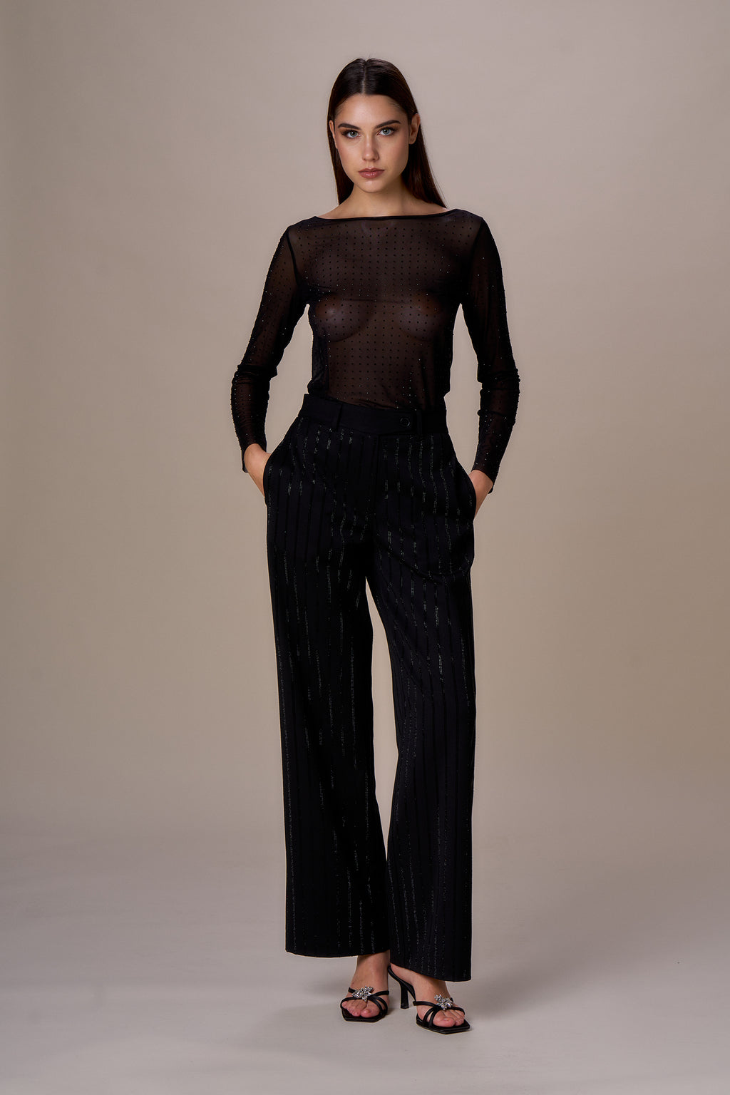 NOSECRETS - PANTALONE GESSATO DIAMANTI