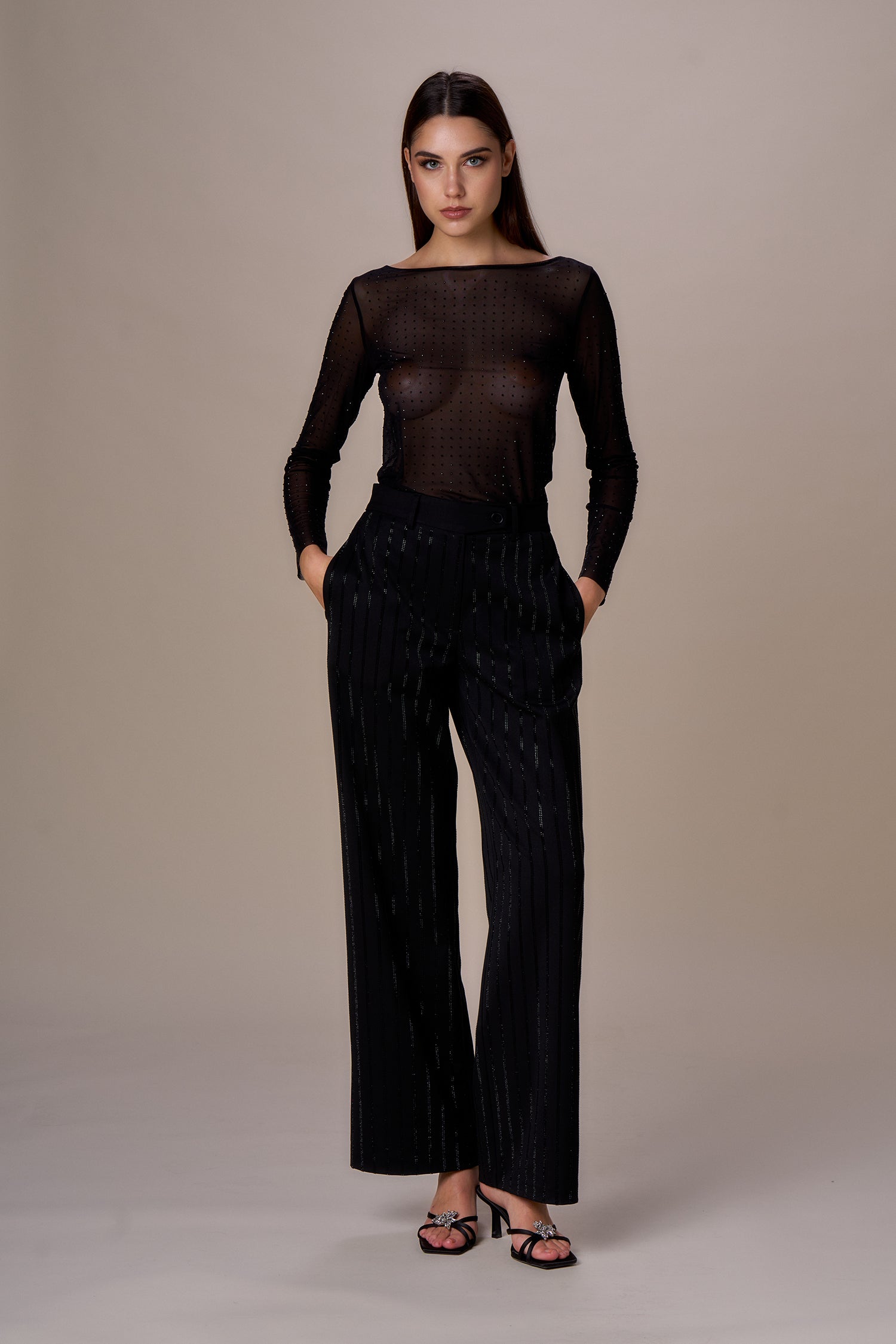NOSECRETS - PANTALONE GESSATO DIAMANTI
