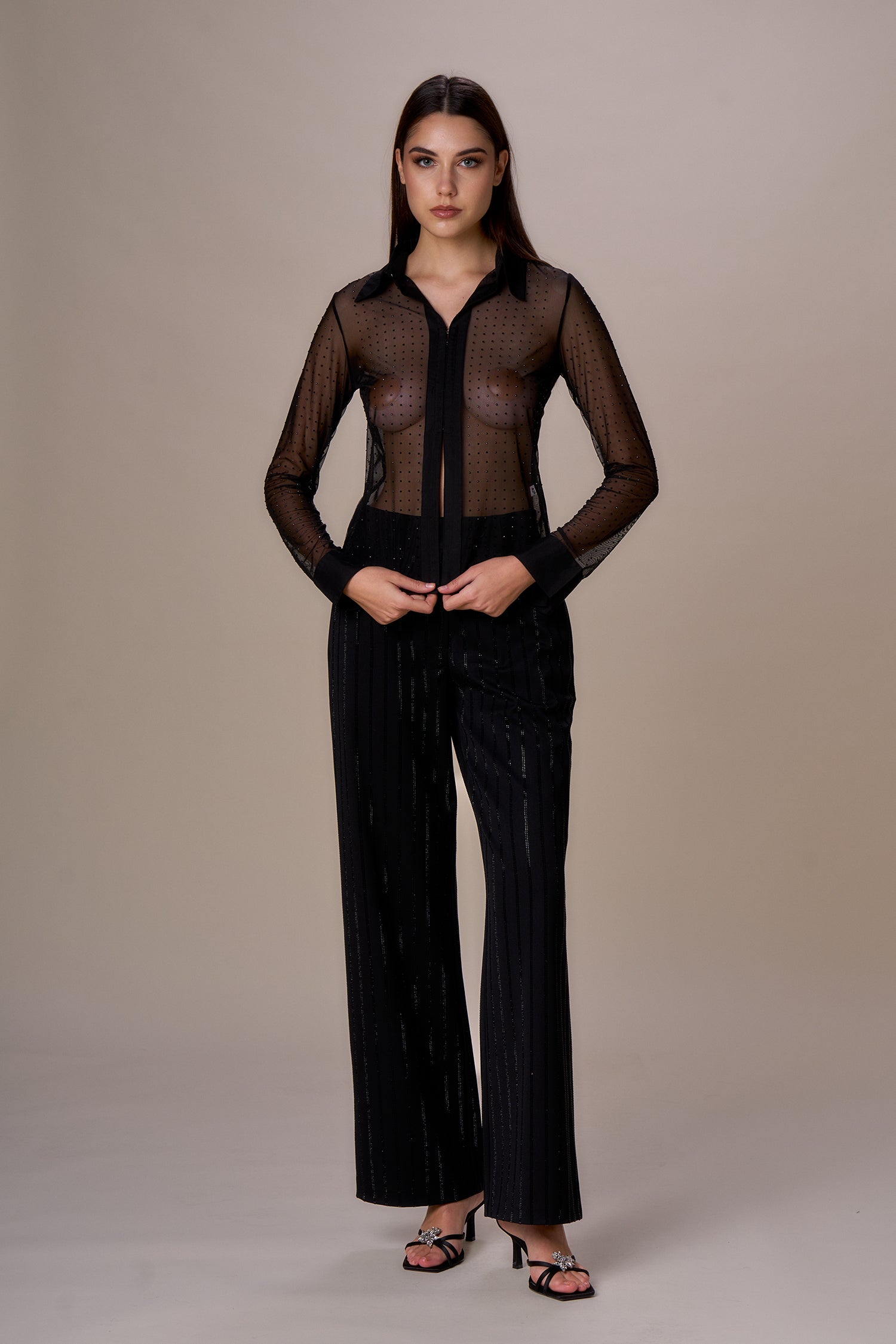 NO SECRETS - CAMICIA RETE DIAMANTI