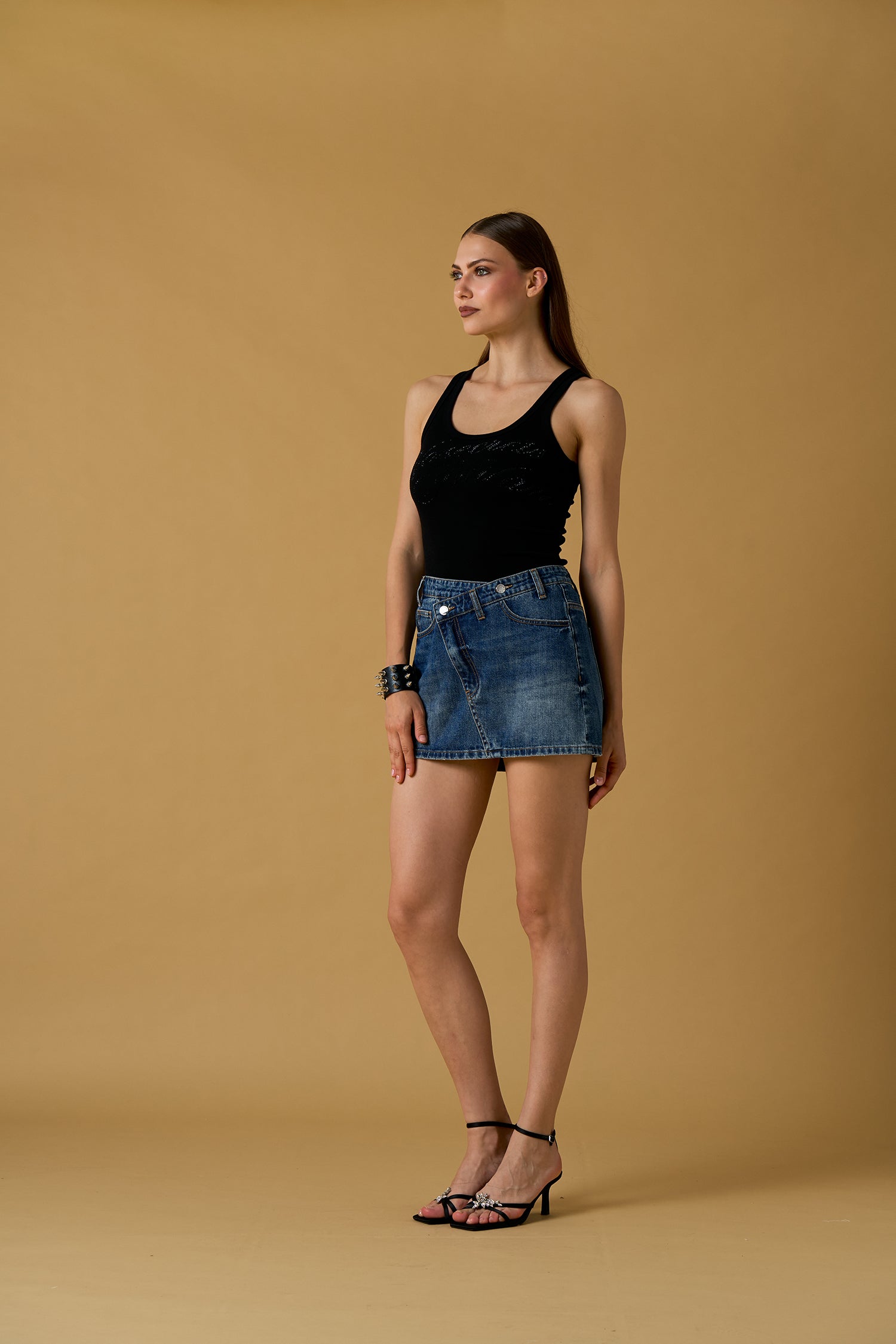 Gonna corta donna No Secret in denim – mini skirt jeans con dettagli logo