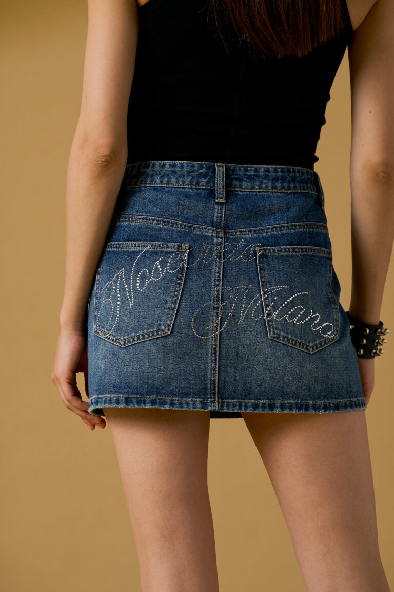 Gonna corta donna No Secret in denim – mini skirt jeans con dettagli logo